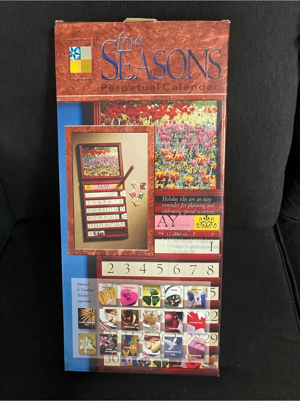 Perpetual Wall Calendar with Tulip Photo - Brown